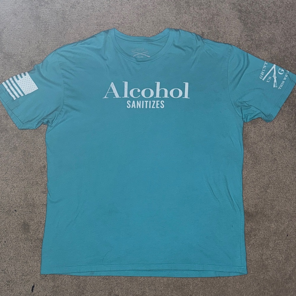 Grunt Style Teal 'Alcohol Sanitizes' Men's T-Shirt